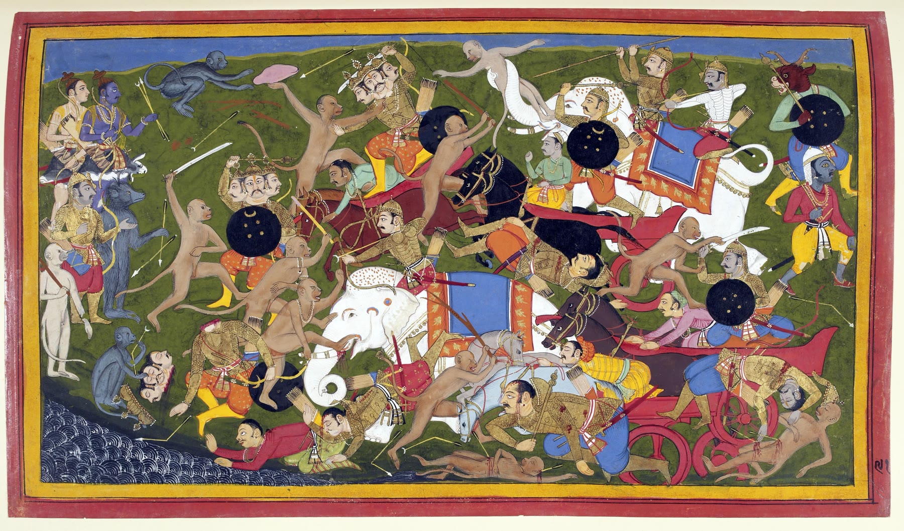 Battle at Lanka, from the Mewar Ramayana