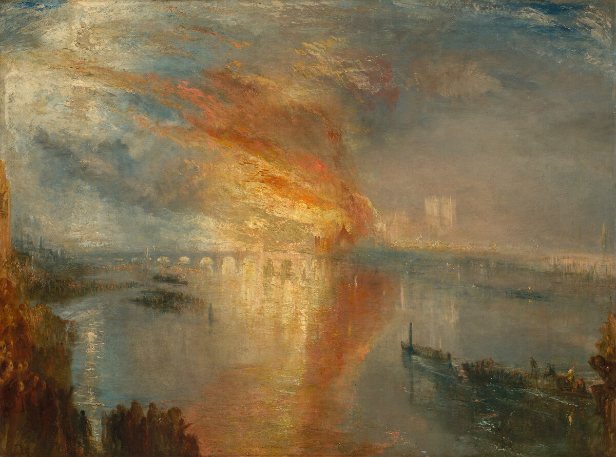 The Burning of the Houses of Lords and Commons, 16 October 1834 by Joseph Mallord William Turner (1835)